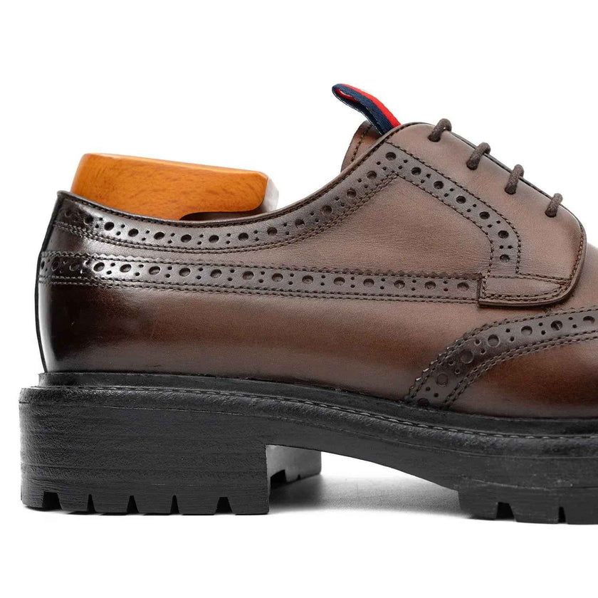 Premium Men's Classic Derby Brogue Shoes Coffee