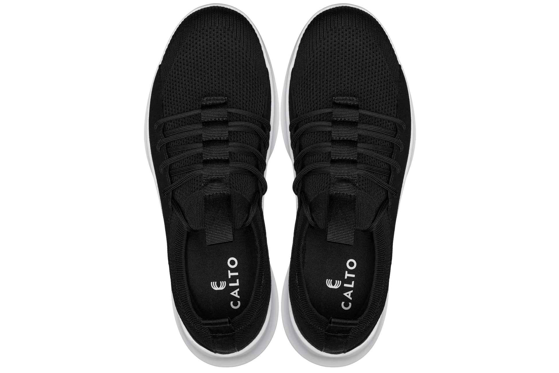 CALTO - Q132 - 2.4 Inches Taller (Black/White Sole) - Ultra Lightweight Sneakers