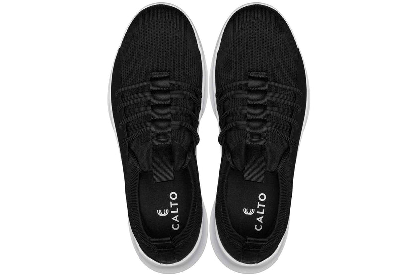 CALTO - Q132 - 2.4 Inches Taller (Black/White Sole) - Ultra Lightweight Sneakers