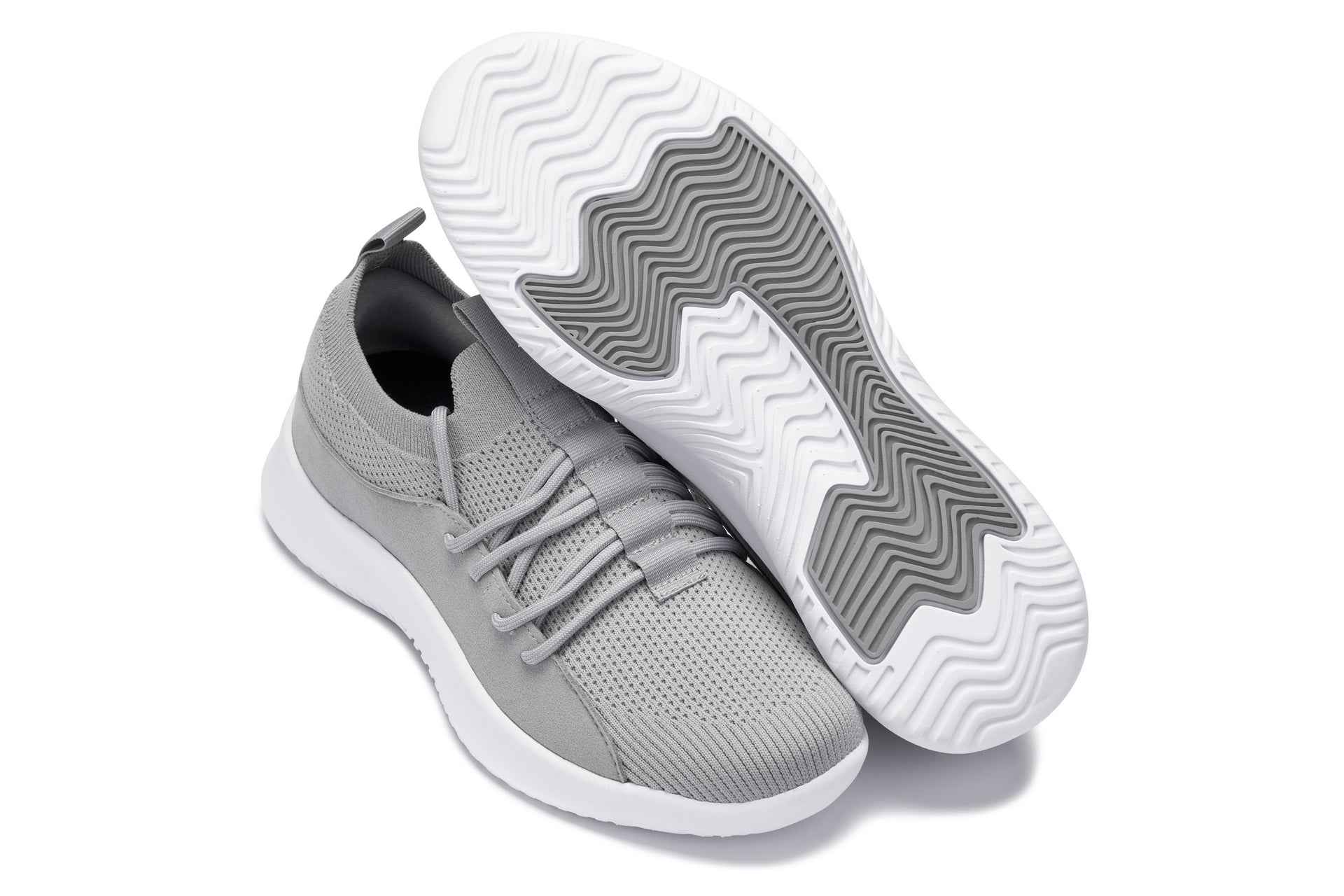 CALTO - Q134 - 2.4 Inches Taller (Light Gray/White Sole) - Ultra Lightweight Sneakers