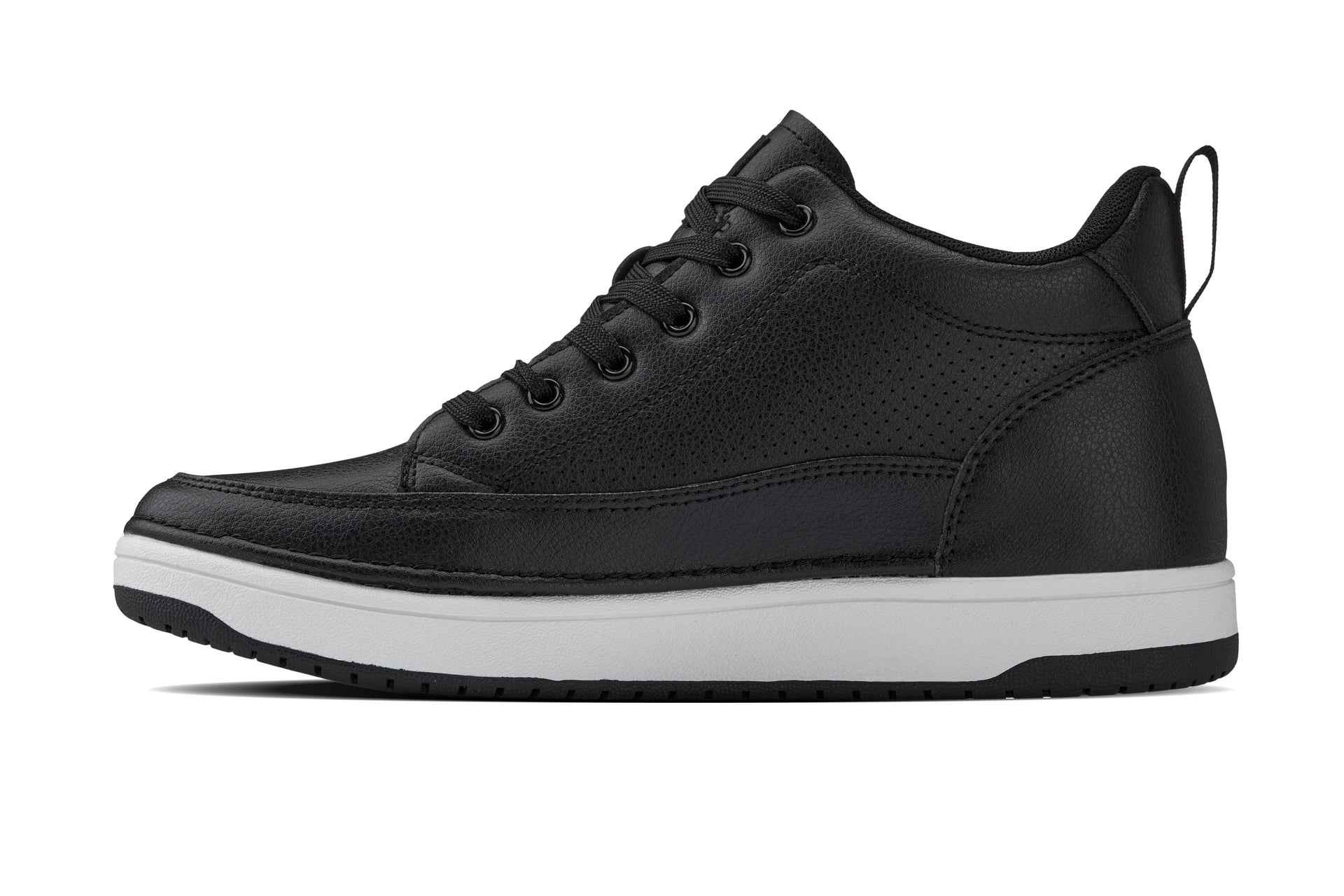 CALTO - Q271  - 2 Inches Taller (Black Noir) - Elevated Leatherette Micro-Perforated Sneakers