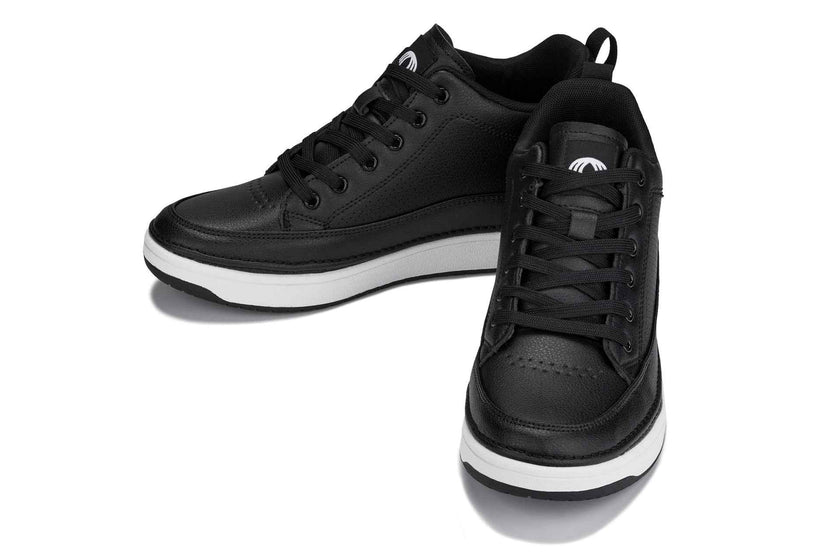 CALTO - Q271  - 2 Inches Taller (Black Noir) - Elevated Leatherette Micro-Perforated Sneakers