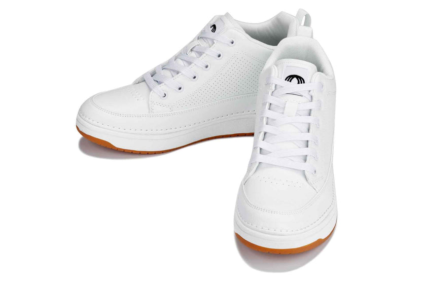 CALTO - Q272  - 2 Inches Taller (White & Gum Sole) -Elevated Leatherette Micro-Perforated Sneakers