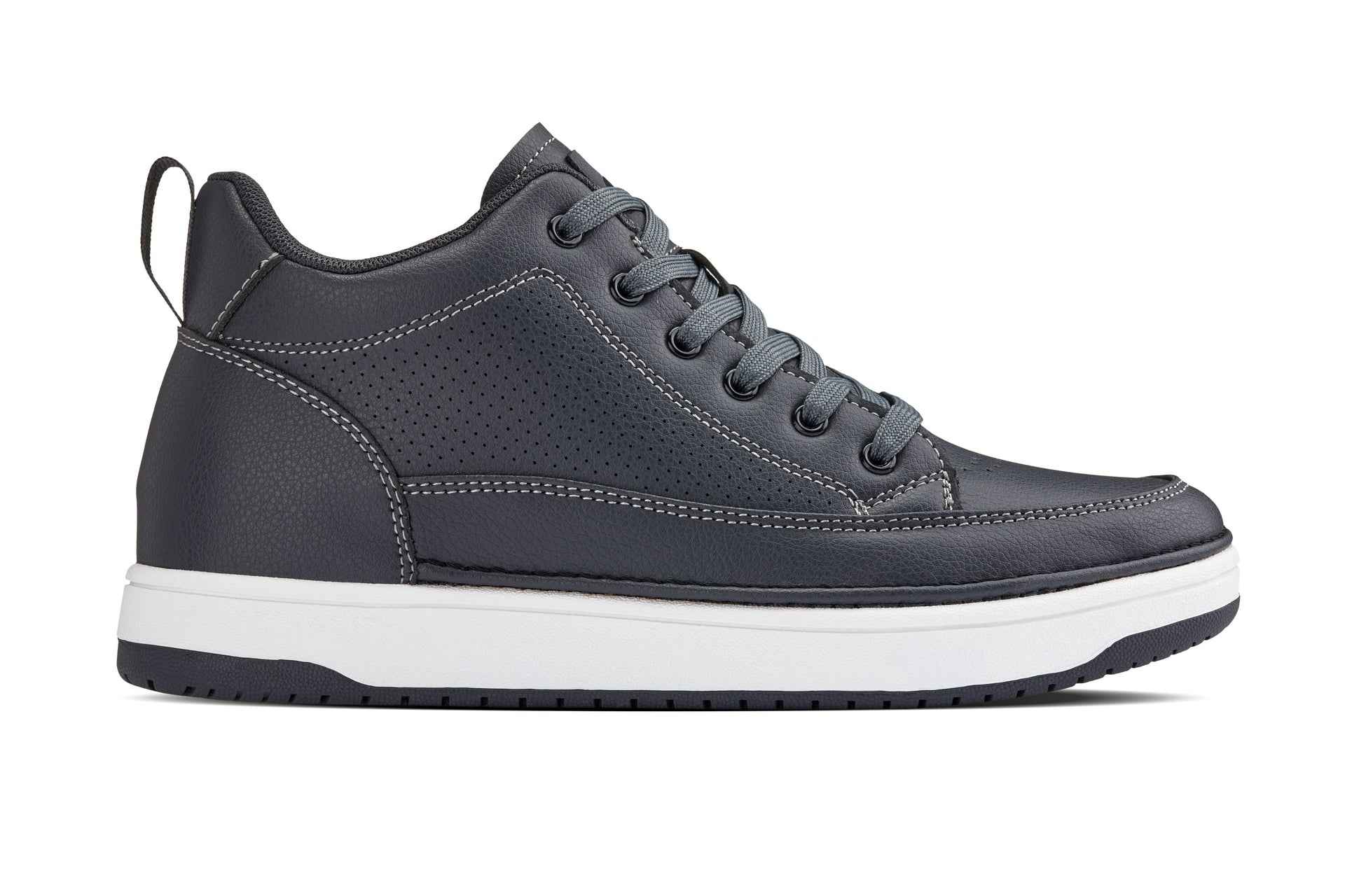 CALTO - Q273  - 2 Inches Taller (Cement Grey) -Elevated Leatherette Micro-Perforated Sneakers