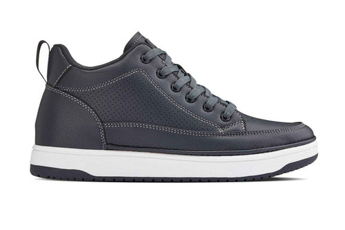 CALTO - Q273  - 2 Inches Taller (Cement Grey) -Elevated Leatherette Micro-Perforated Sneakers