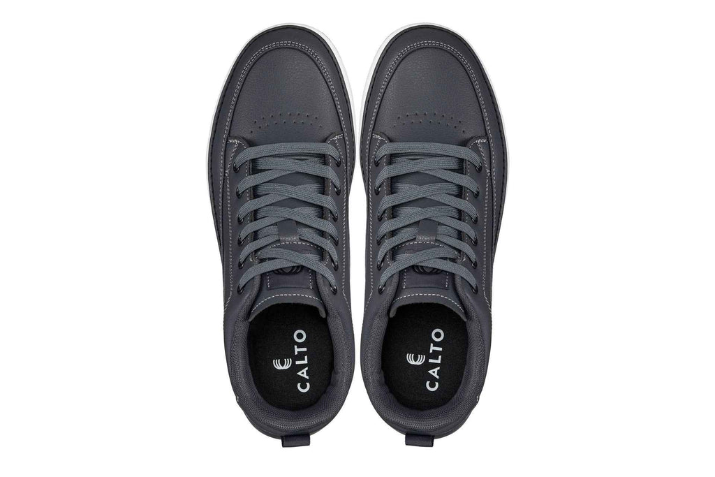 CALTO - Q273  - 2 Inches Taller (Cement Grey) -Elevated Leatherette Micro-Perforated Sneakers