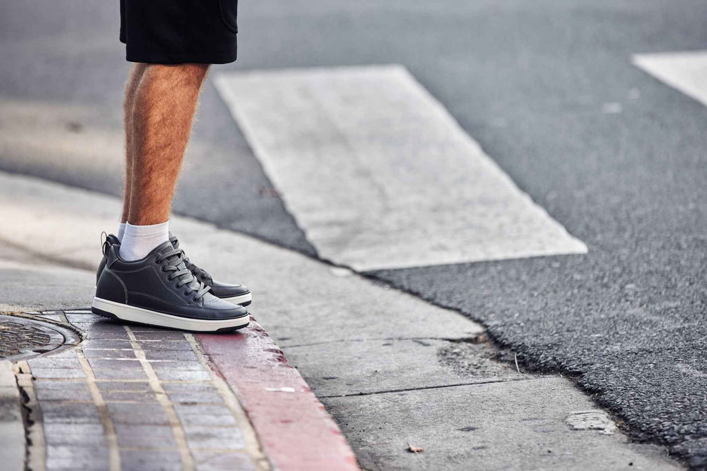 CALTO - Q273  - 2 Inches Taller (Cement Grey) -Elevated Leatherette Micro-Perforated Sneakers