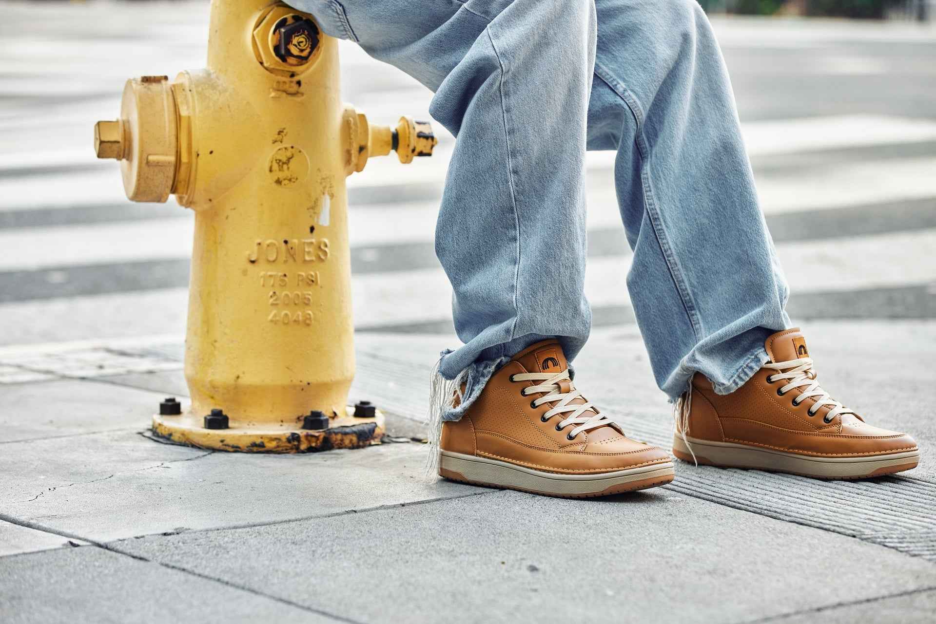 CALTO - Q274  - 2 Inches Taller (Camel Brown & Gum Sole) - Elevated Leatherette Micro-Perforated Sneakers