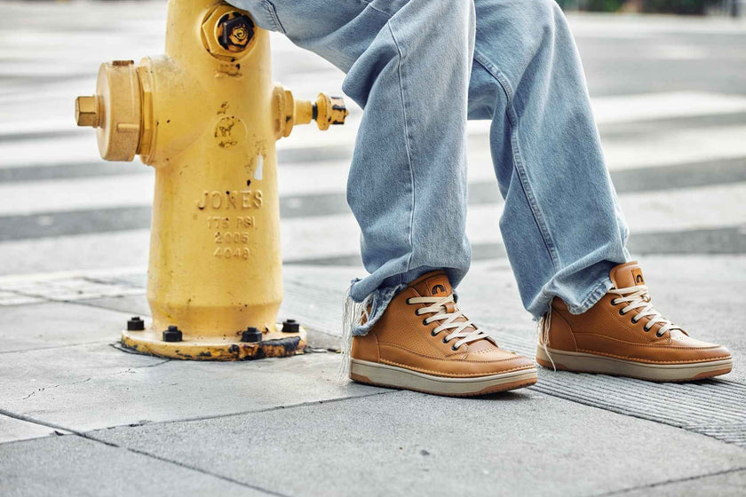 CALTO - Q274  - 2 Inches Taller (Camel Brown & Gum Sole) - Elevated Leatherette Micro-Perforated Sneakers
