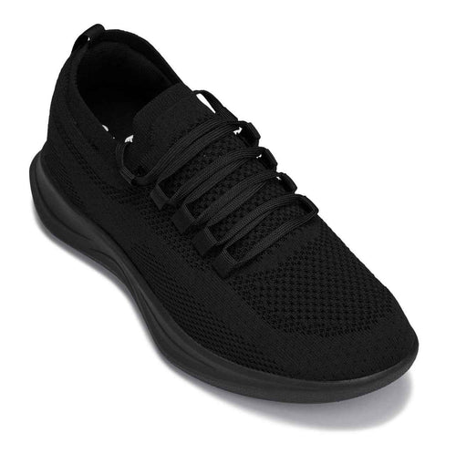 CALTO - QA060 - 2.4 Inches Taller (Black/Black Sole) - Lightweight Knitted Sneakers