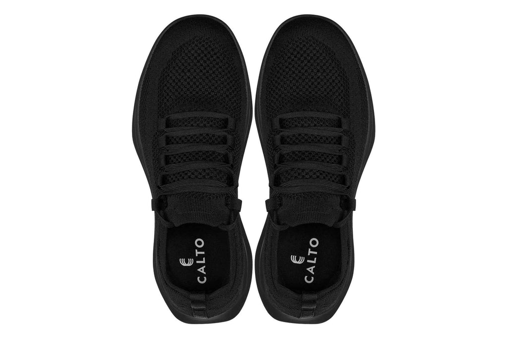 CALTO - QA060 - 2.4 Inches Taller (Black/Black Sole) - Lightweight Knitted Sneakers