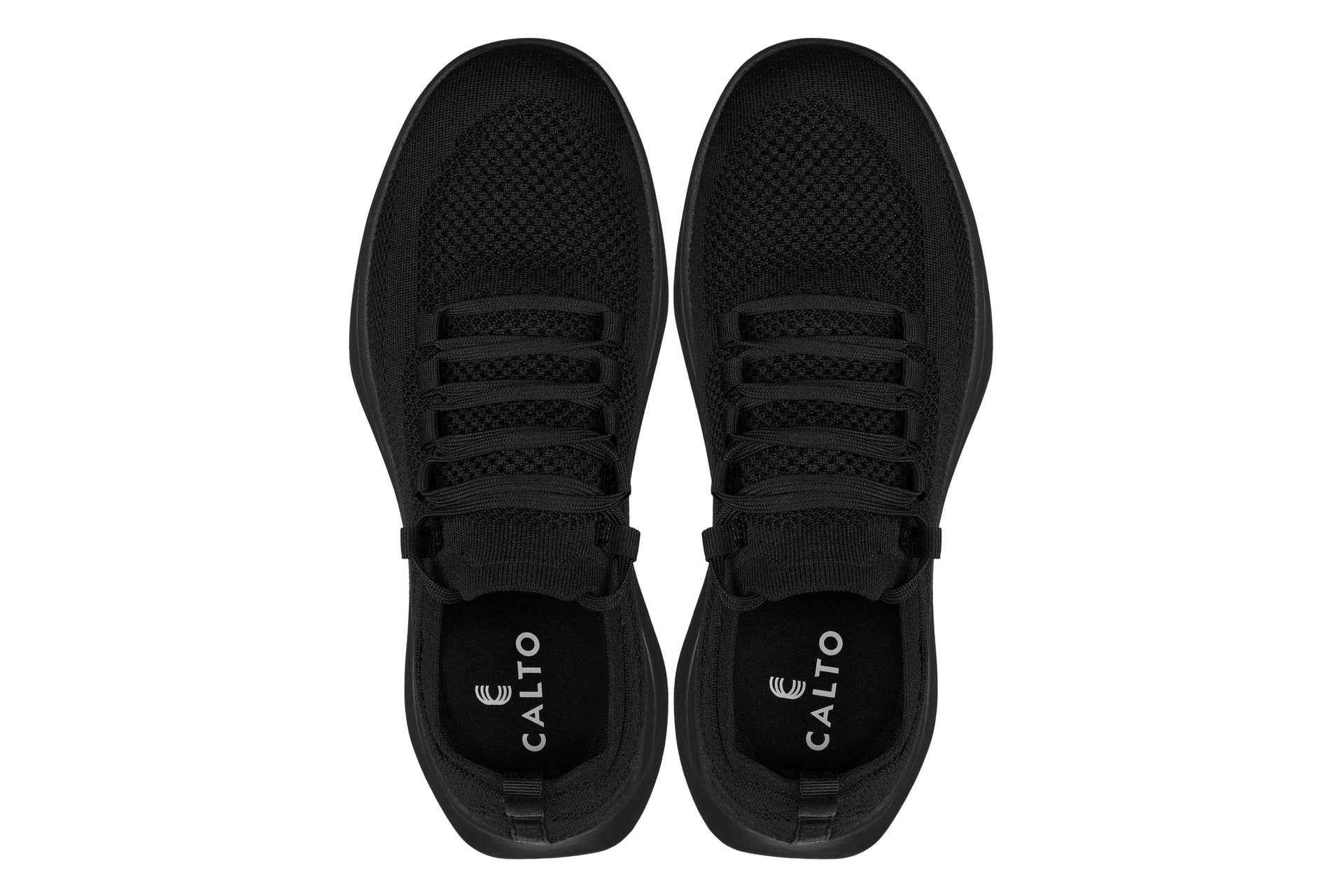 CALTO - QA060 - 2.4 Inches Taller (Black/Black Sole) - Lightweight Knitted Sneakers