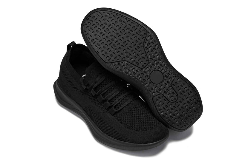 CALTO - QA060 - 2.4 Inches Taller (Black/Black Sole) - Lightweight Knitted Sneakers