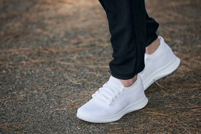 CALTO - QA061 - 2.4 Inches Taller (White/White Sole) - Lightweight Knitted Sneakers