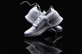CALTO - QA061 - 2.4 Inches Taller (White/White Sole) - Lightweight Knitted Sneakers