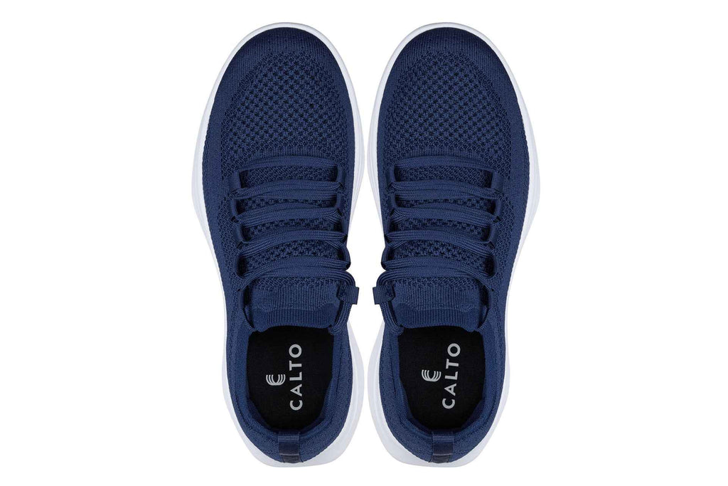 CALTO - QA063 - 2.4 Inches Taller (Navy/White Sole) - Lightweight Knitted Sneakers