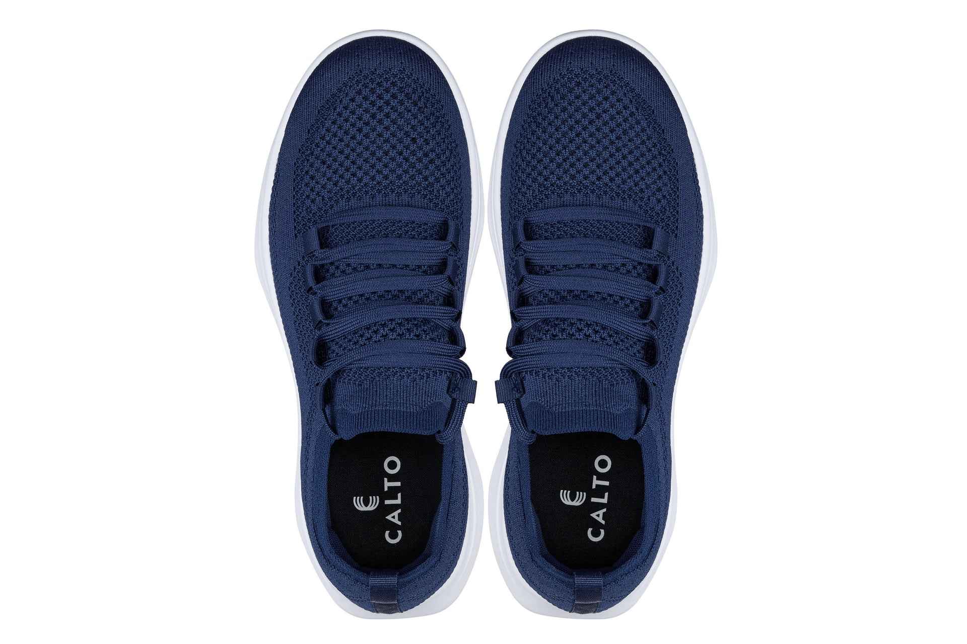 CALTO - QA063 - 2.4 Inches Taller (Navy/White Sole) - Lightweight Knitted Sneakers