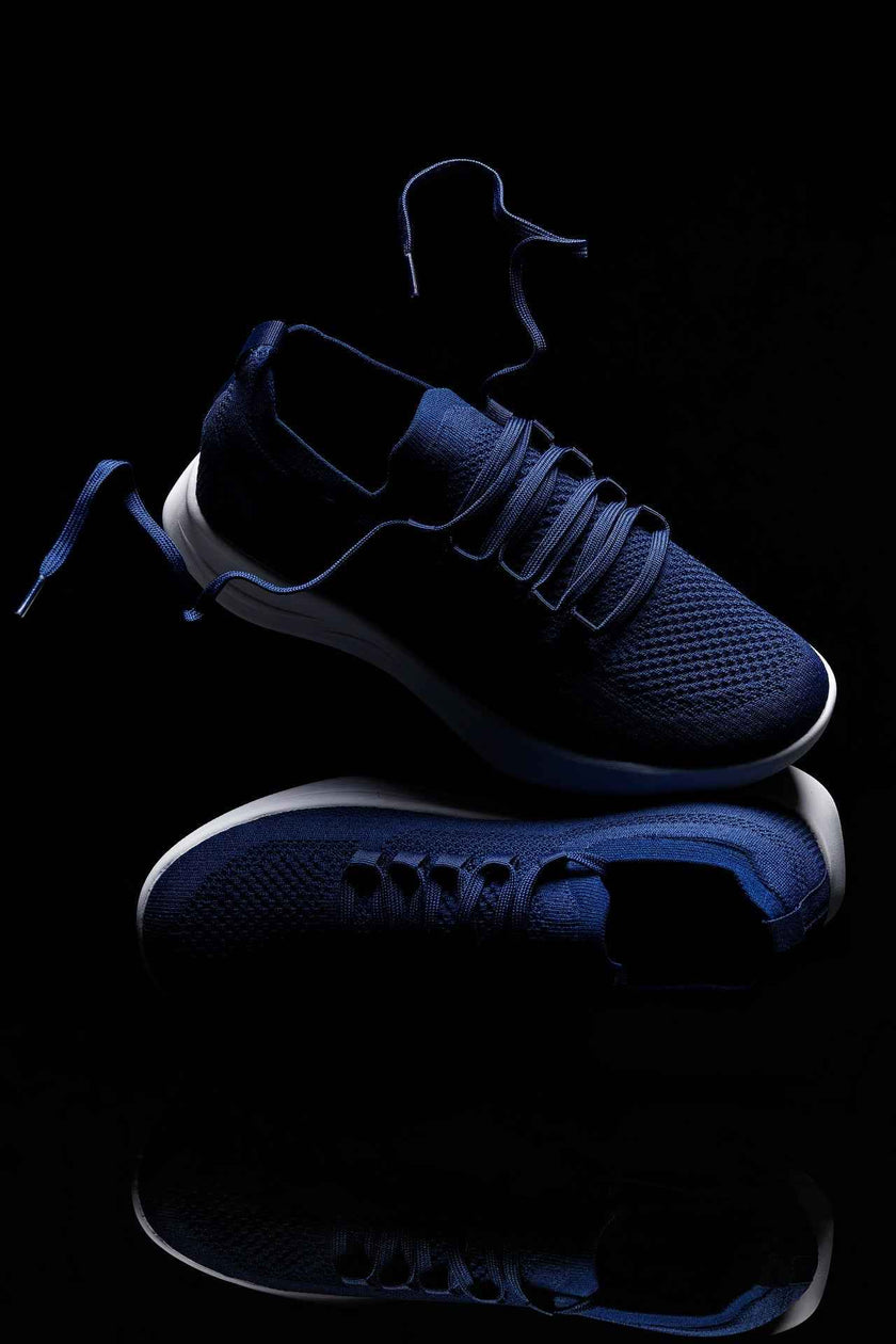 CALTO - QA063 - 2.4 Inches Taller (Navy/White Sole) - Lightweight Knitted Sneakers