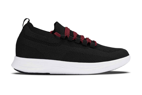 CALTO - QA064 - 2.4 Inches Taller (Black/Red/White Sole) - Lightweight Knitted Sneakers