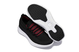 CALTO - QA064 - 2.4 Inches Taller (Black/Red/White Sole) - Lightweight Knitted Sneakers