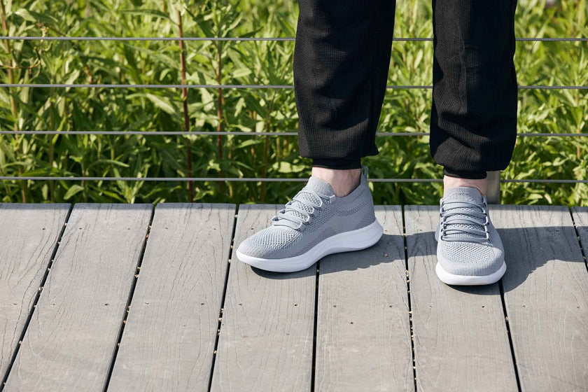 CALTO - QA065 - 2.4 Inches Taller (Grey/White Sole) - Lightweight Knitted Sneakers