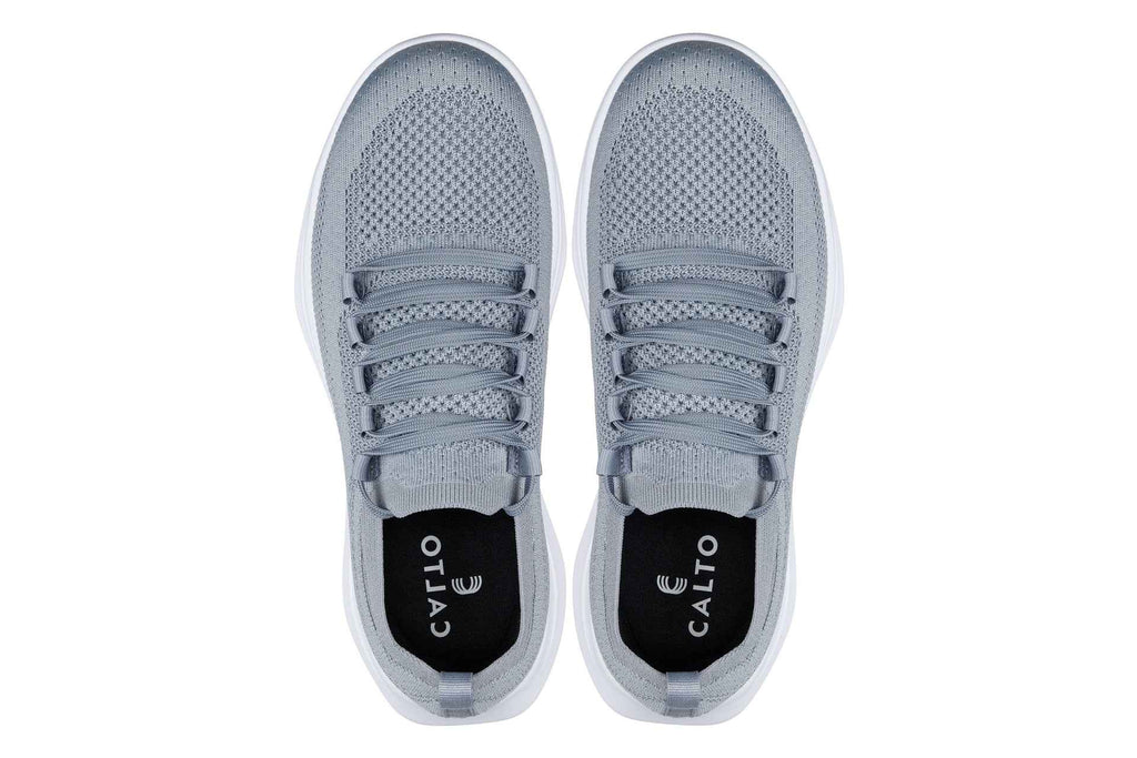 CALTO - QA065 - 2.4 Inches Taller (Grey/White Sole) - Lightweight Knitted Sneakers