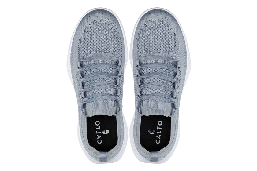 CALTO - QA065 - 2.4 Inches Taller (Grey/White Sole) - Lightweight Knitted Sneakers
