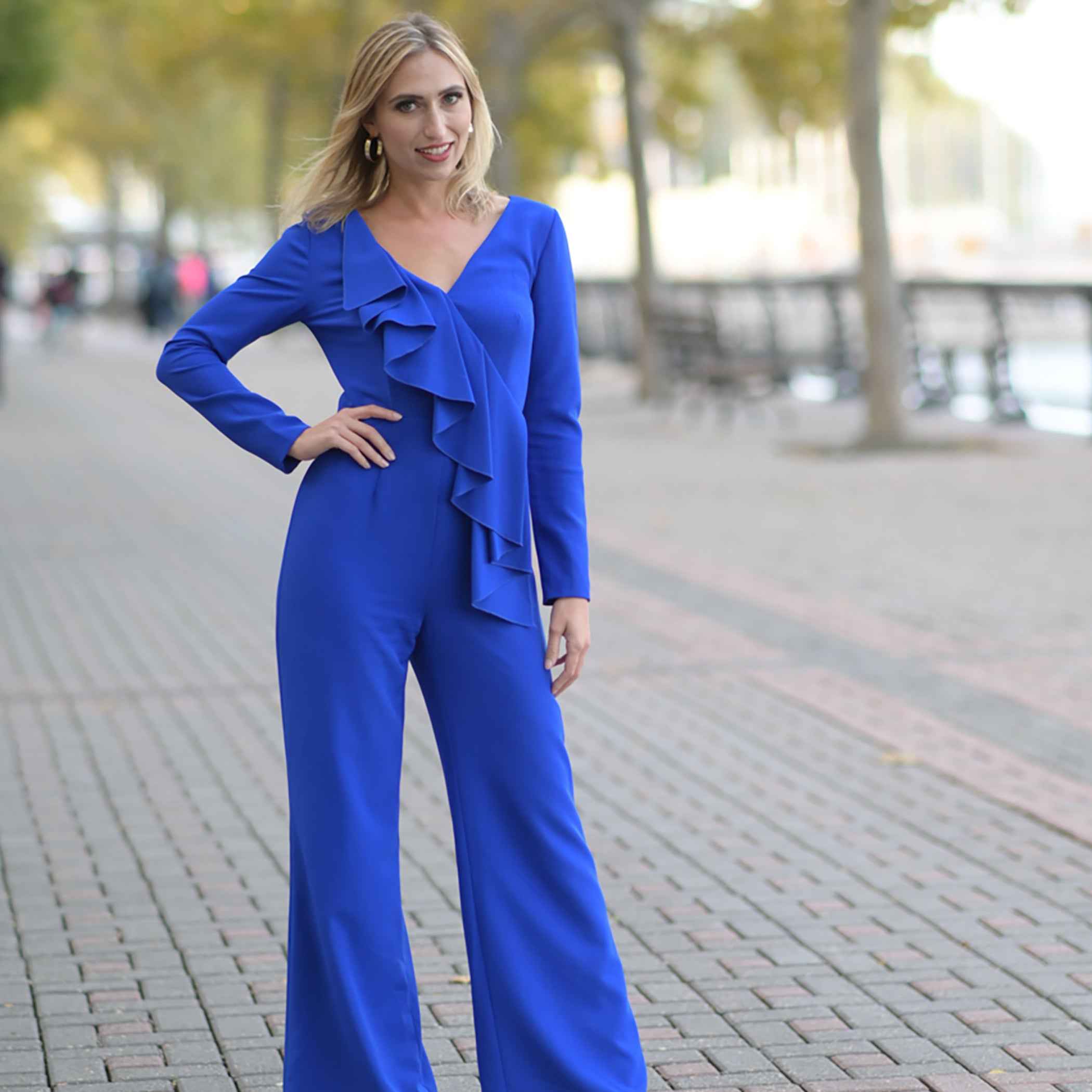 LS Assymetric Ruffle Jumpsuit