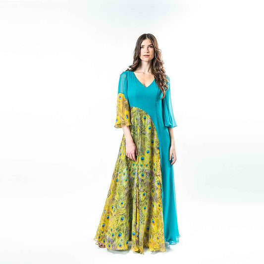 Bell Sleeves Mix-media Maxi