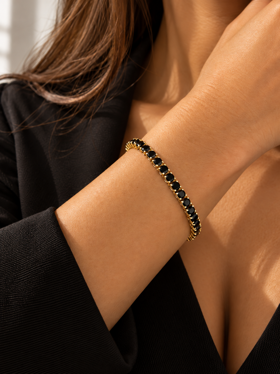 Riley Black Tennis Bracelet