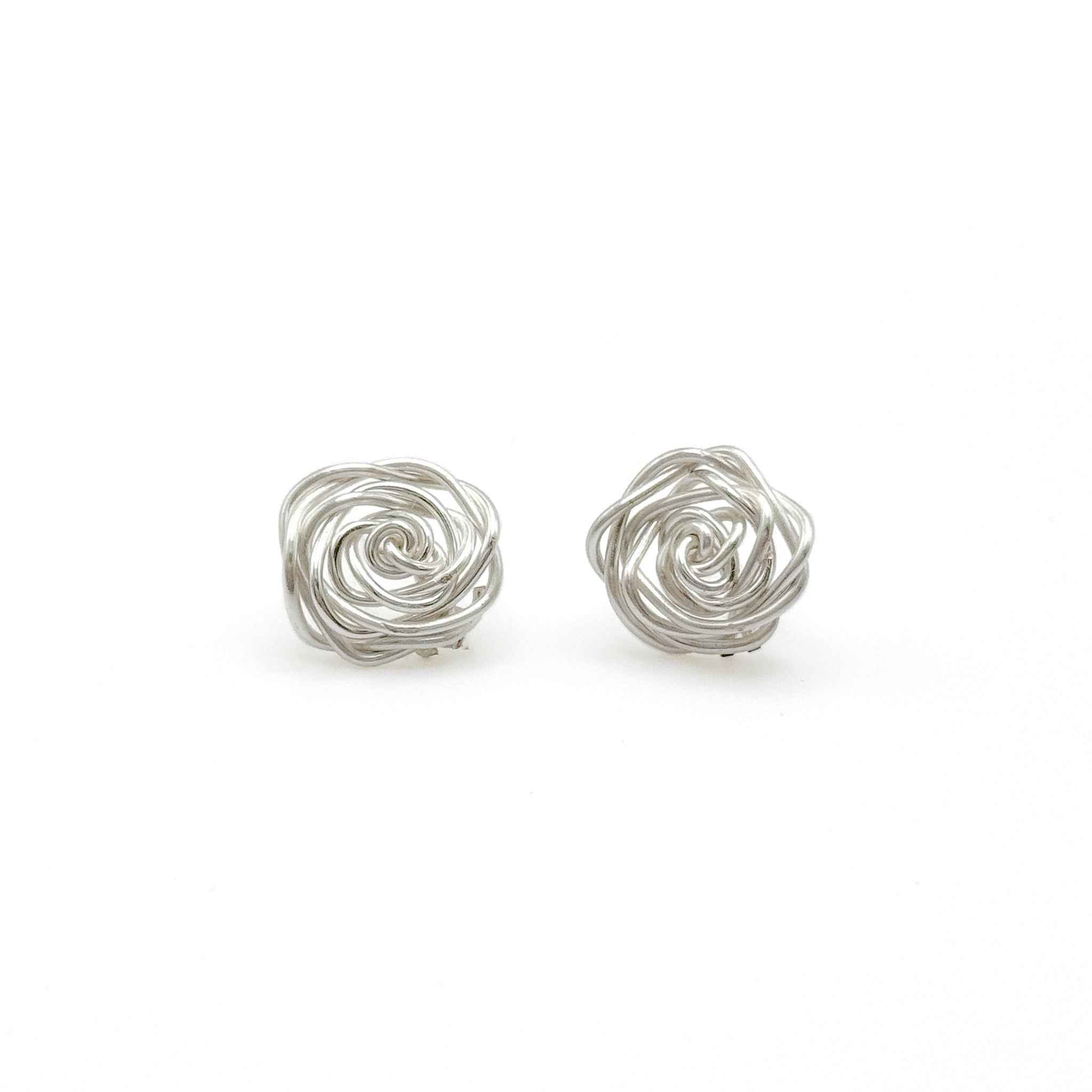 Rosette silver stud earrings