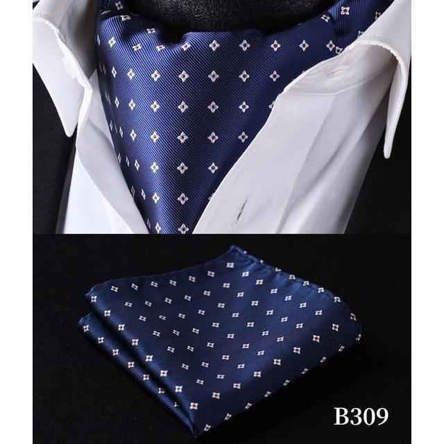 Royal Blue Silk Ascot/Cravat Tie & Handkerchief
