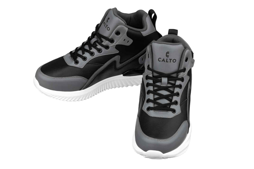 CALTO - S3061 - 4 Inches Taller (Black/Grey) - Lightweight Sneakers