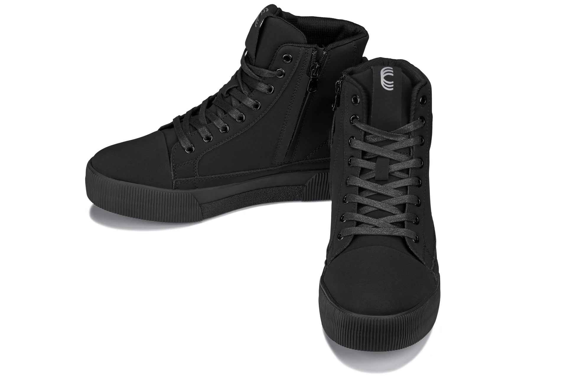 CALTO - S3421 - 2.4 Inches Taller (Black) - Cap Toe High Top Zip-Up Sneaker Boots