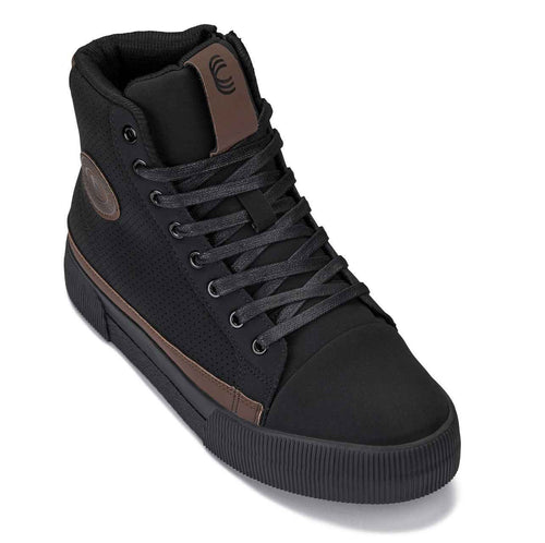 CALTO - S3422 - 2.4 Inches Taller (Black/Coffee Brown) - Cap Toe High Top Zip-Up Sneaker Boots