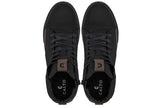 CALTO - S3422 - 2.4 Inches Taller (Black/Coffee Brown) - Cap Toe High Top Zip-Up Sneaker Boots