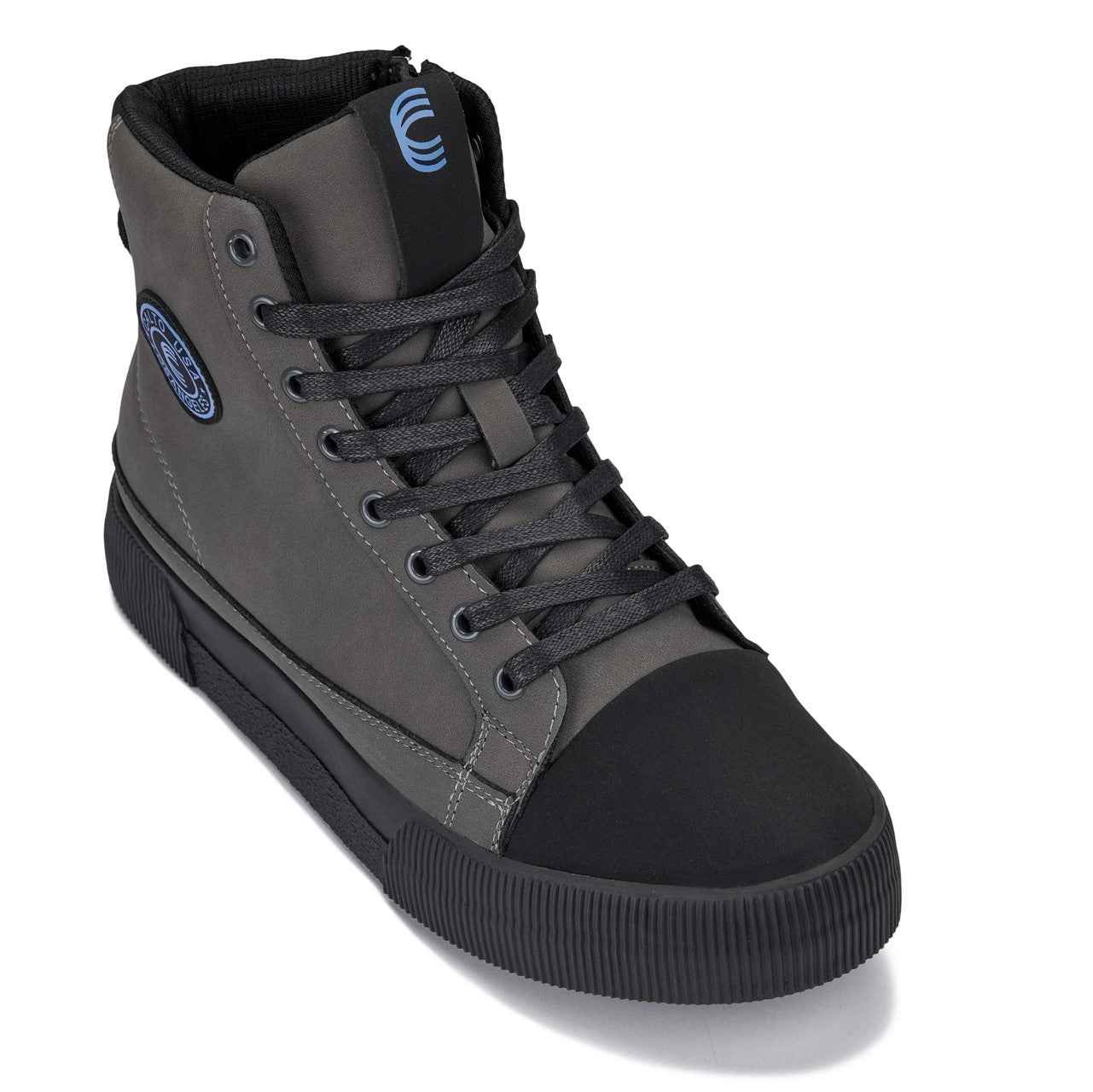 CALTO - S3423 - 2.4 Inches Taller (Grey) - Cap Toe High Top Zip-Up Sneaker Boots