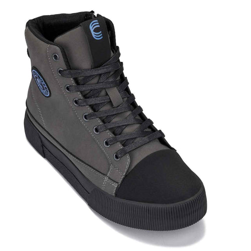 CALTO - S3423 - 2.4 Inches Taller (Grey) - Cap Toe High Top Zip-Up Sneaker Boots