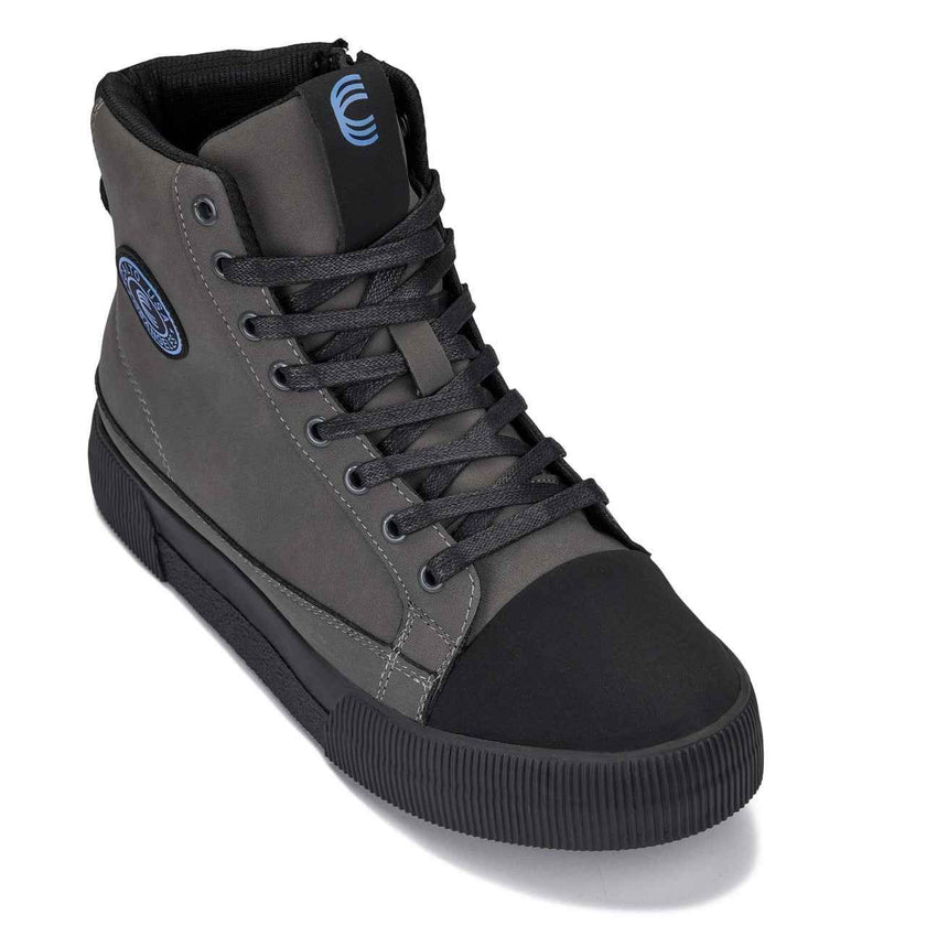 CALTO - S3423 - 2.4 Inches Taller (Grey) - Cap Toe High Top Zip-Up Sneaker Boots