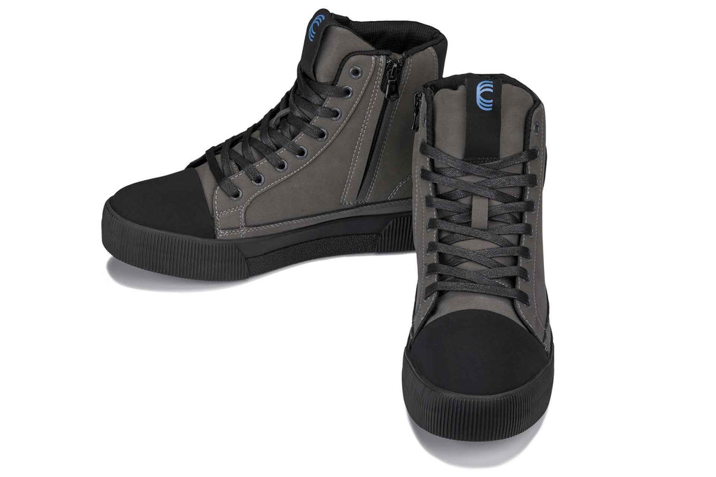 CALTO - S3423 - 2.4 Inches Taller (Grey) - Cap Toe High Top Zip-Up Sneaker Boots