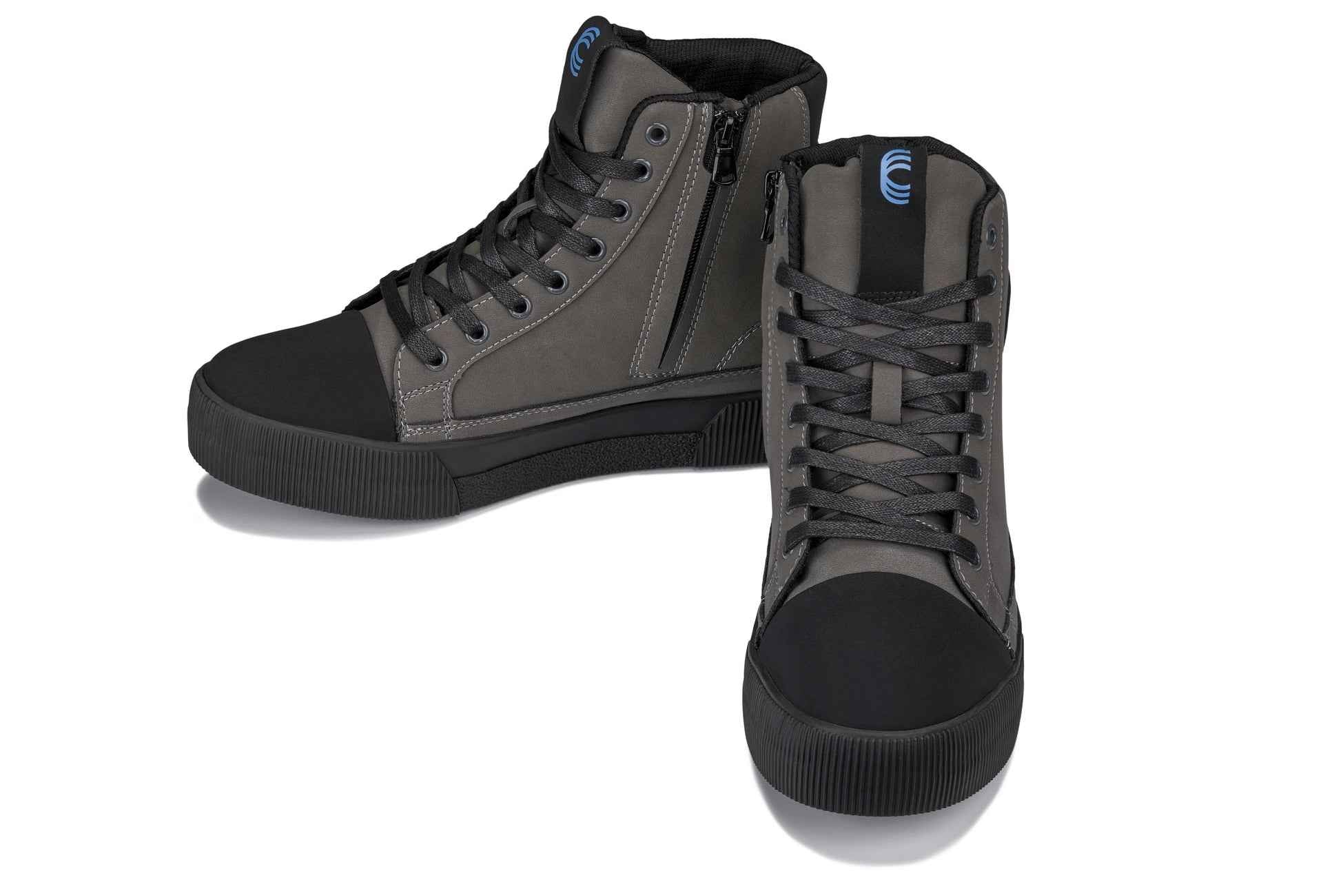 CALTO - S3423 - 2.4 Inches Taller (Grey) - Cap Toe High Top Zip-Up Sneaker Boots