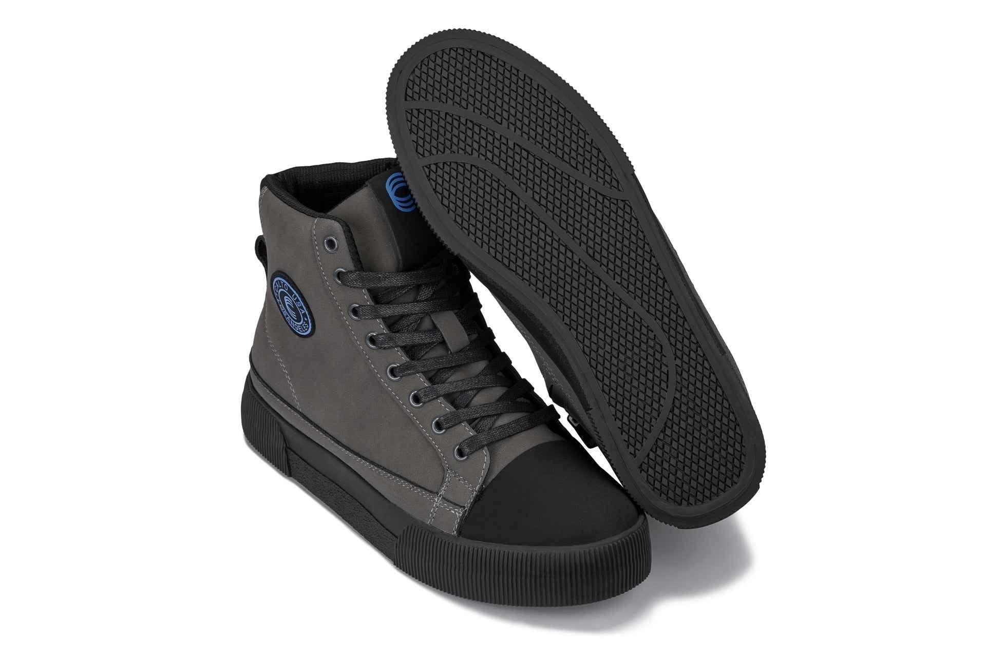 CALTO - S3423 - 2.4 Inches Taller (Grey) - Cap Toe High Top Zip-Up Sneaker Boots