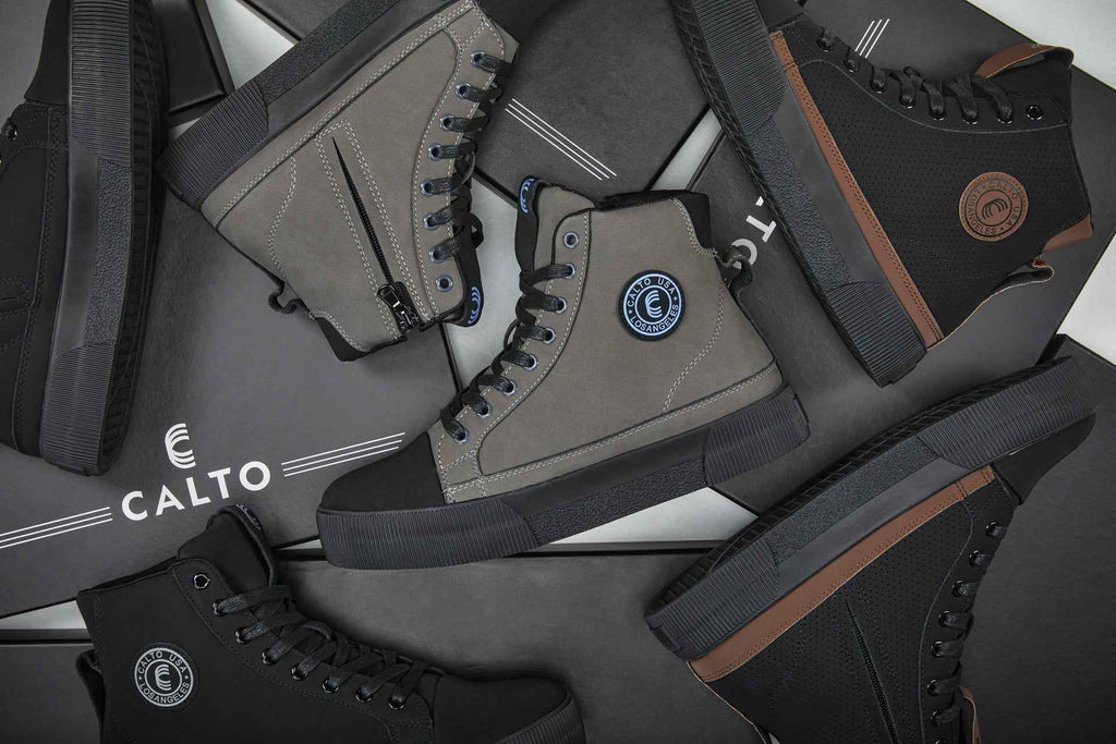 CALTO - S3421 - 2.4 Inches Taller (Black) - Cap Toe High Top Zip-Up Sneaker Boots