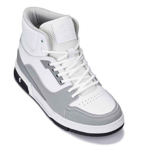 CALTO - S4751 - 3 Inches Taller (White/Grey) - High Top Sneakers