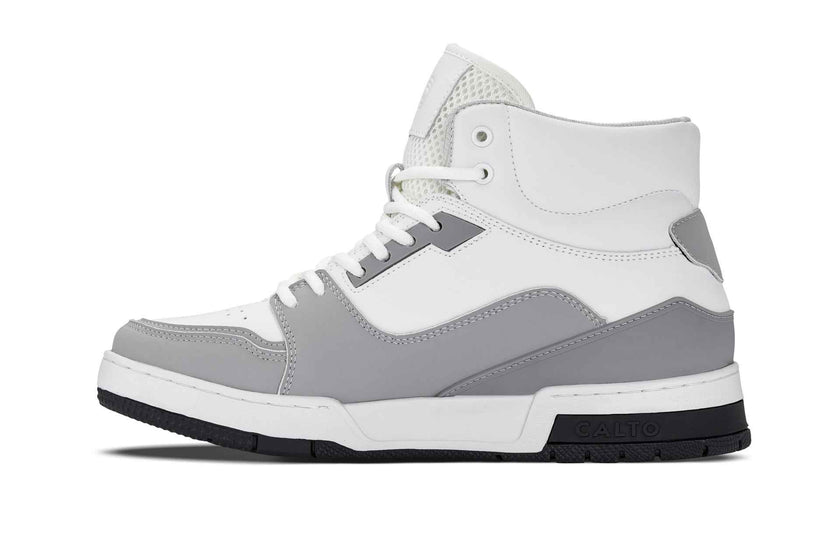 CALTO - S4751 - 3 Inches Taller (White/Grey) - High Top Sneakers