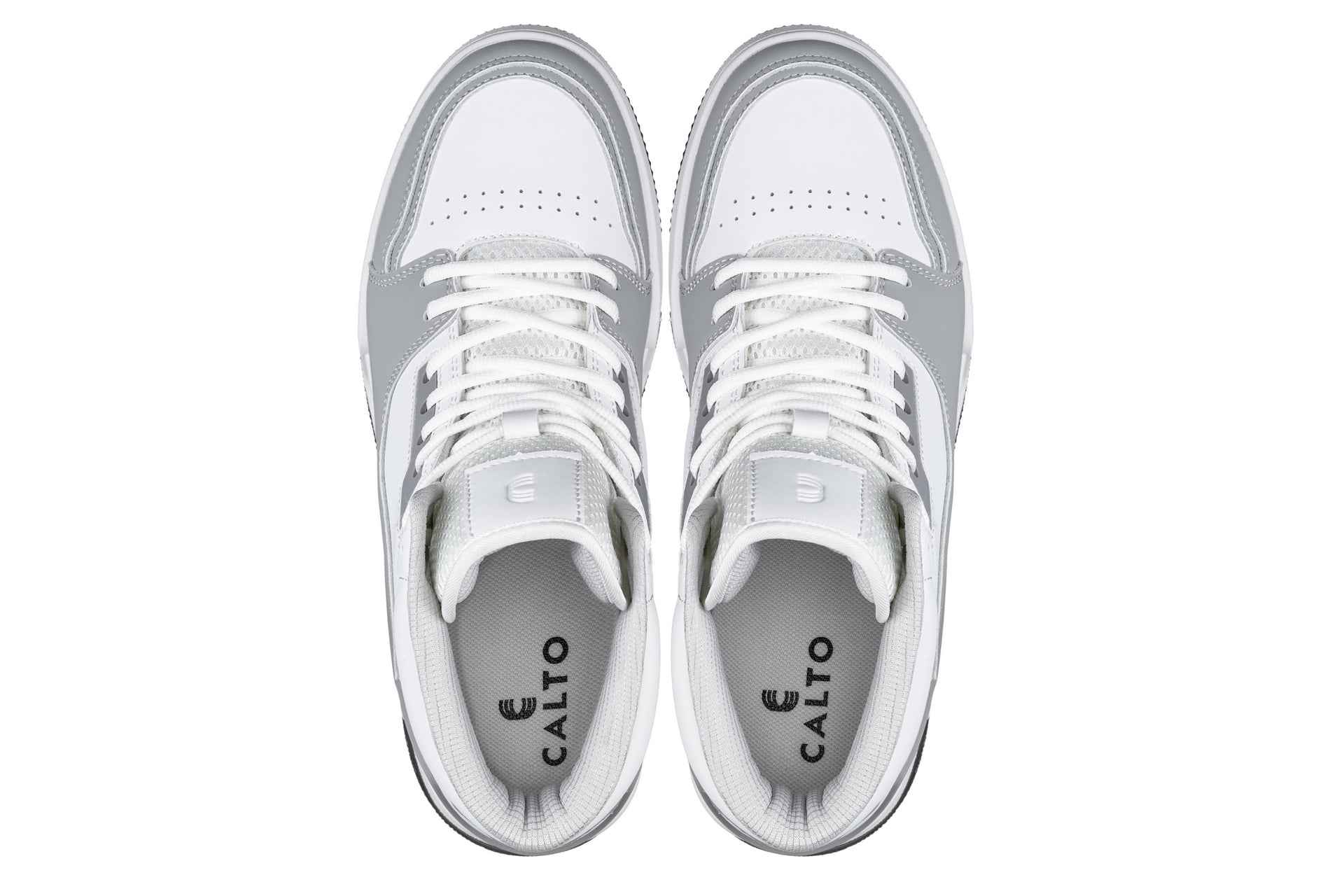 CALTO - S4751 - 3 Inches Taller (White/Grey) - High Top Sneakers