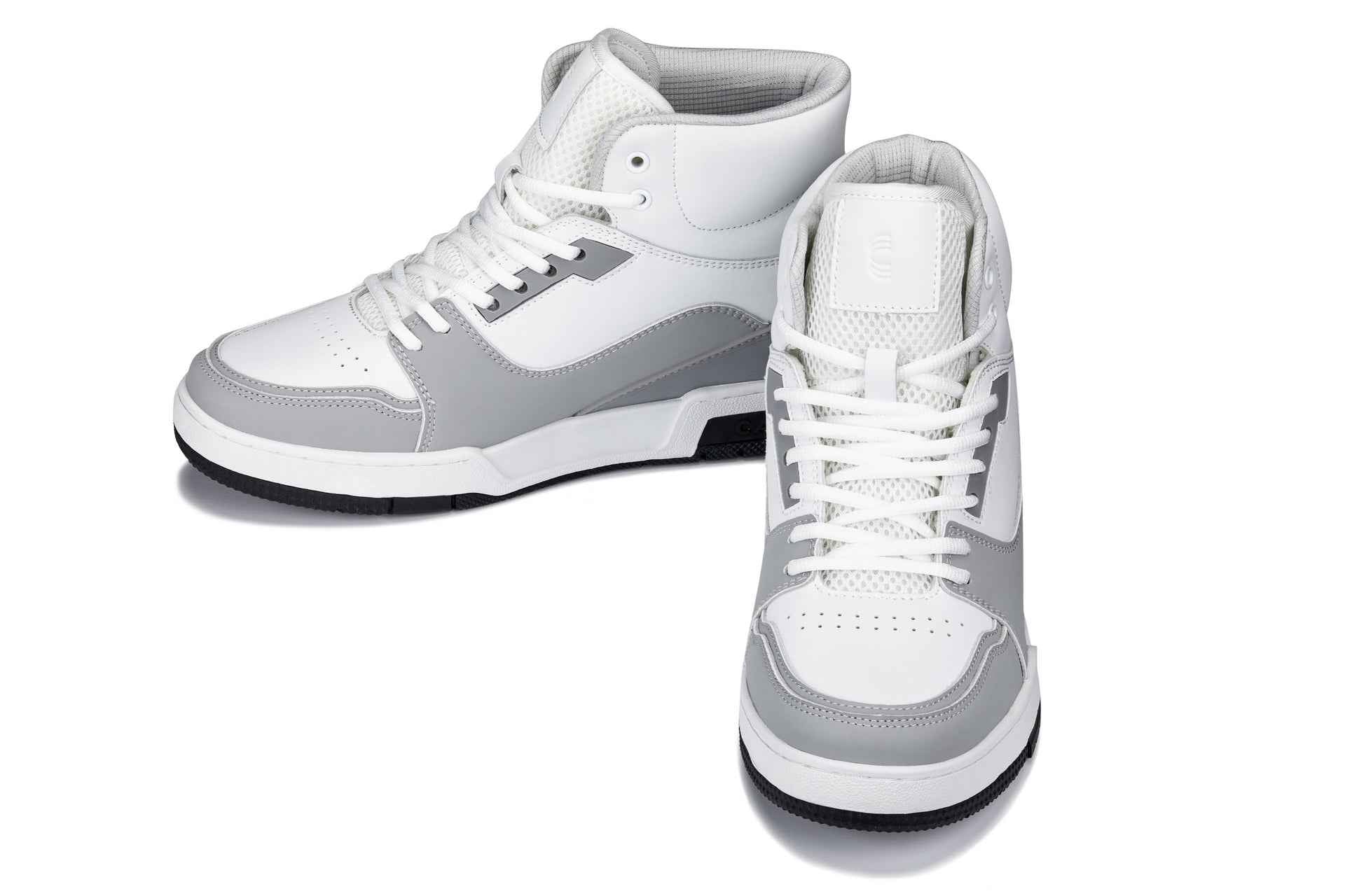 CALTO - S4751 - 3 Inches Taller (White/Grey) - High Top Sneakers