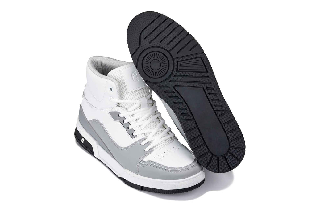 CALTO - S4751 - 3 Inches Taller (White/Grey) - High Top Sneakers
