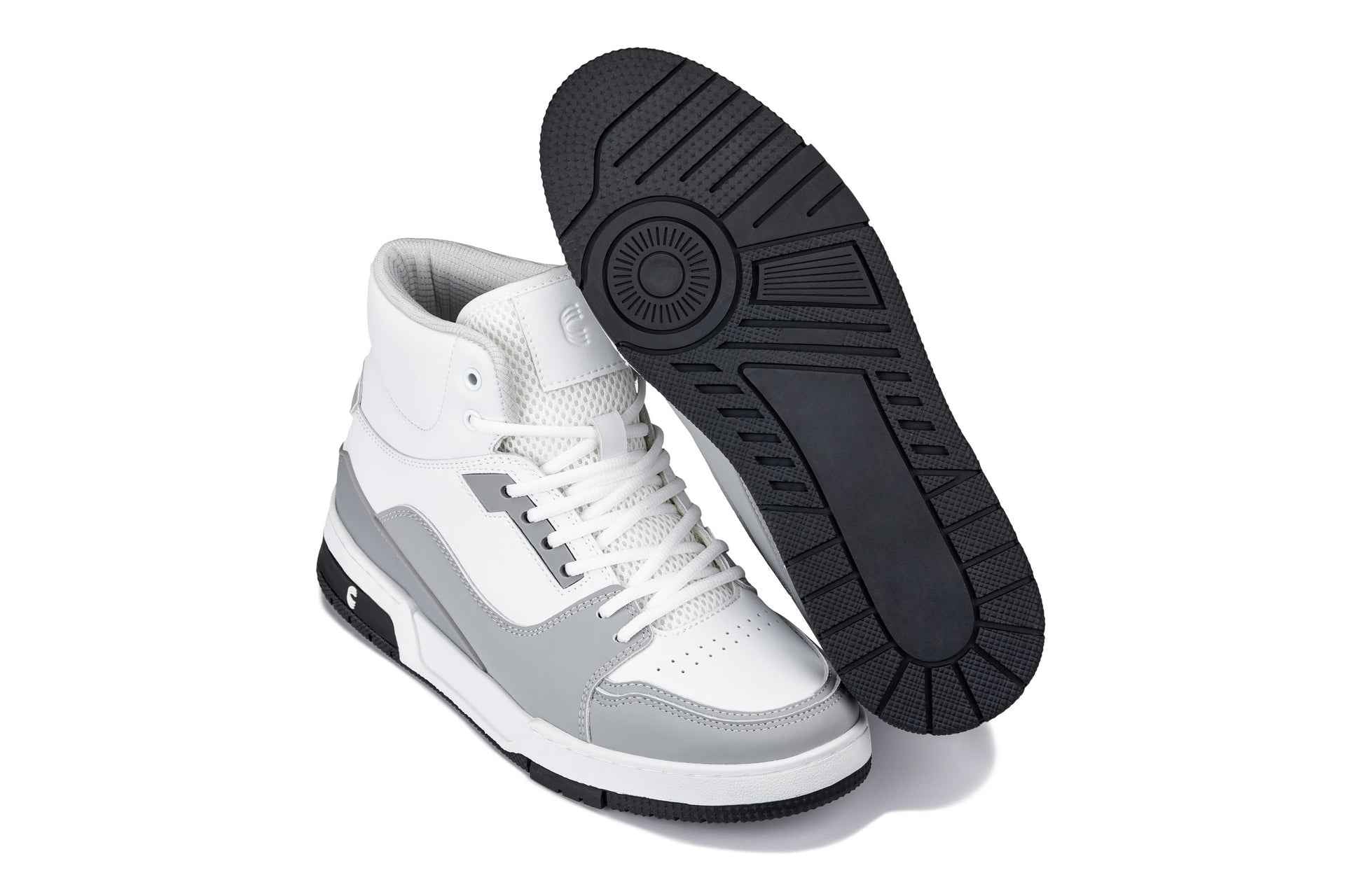 CALTO - S4751 - 3 Inches Taller (White/Grey) - High Top Sneakers
