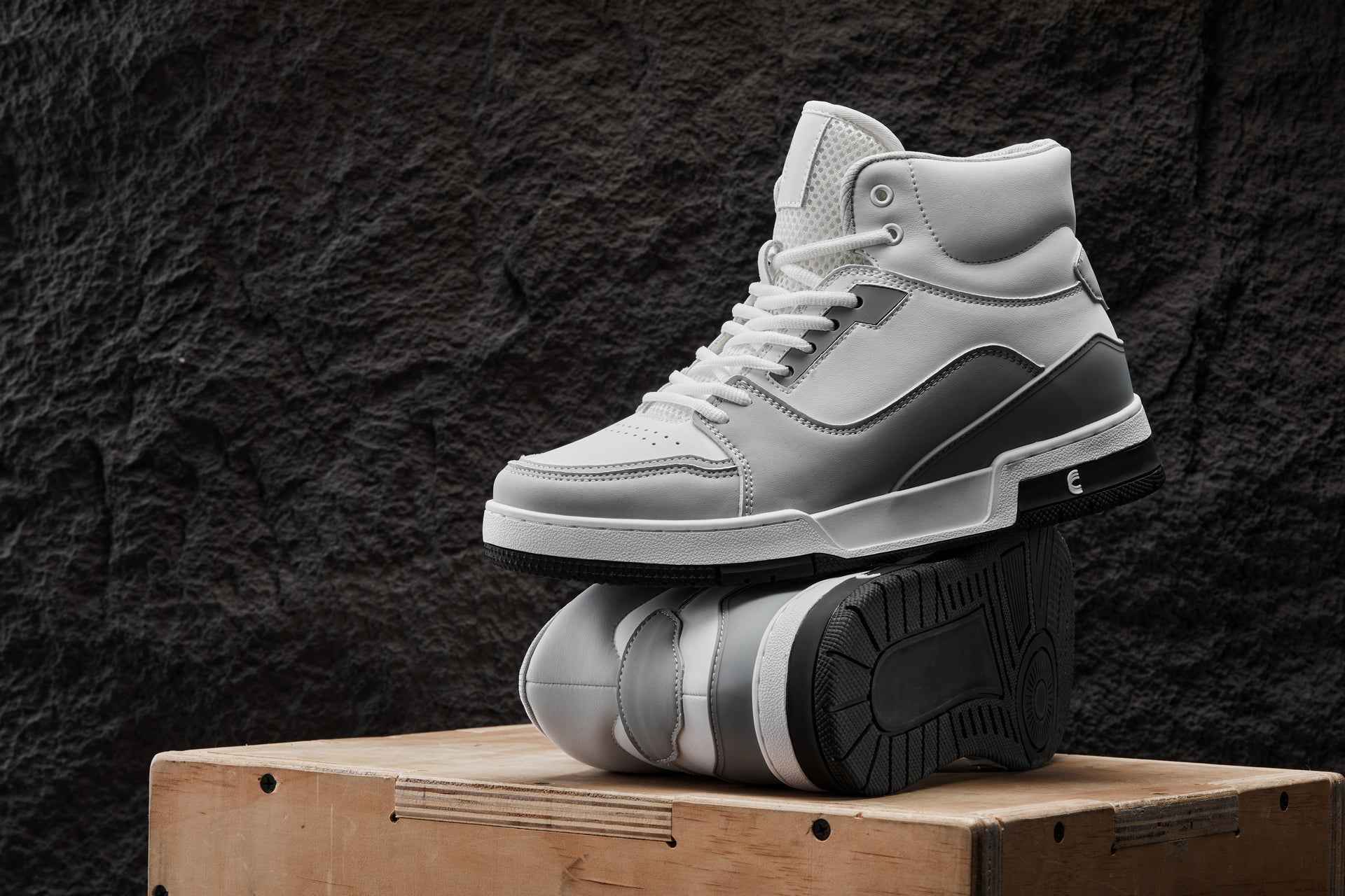 CALTO - S4751 - 3 Inches Taller (White/Grey) - High Top Sneakers